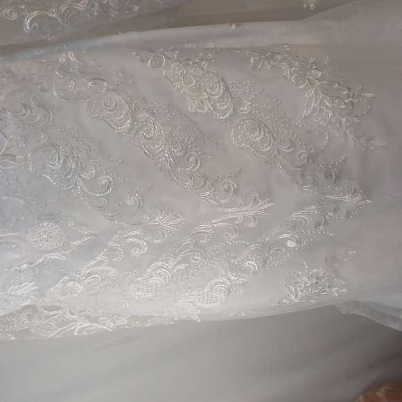 New!!! Tags!! Elegant White Wedding Lace Long Sleeve Dress Sz 18 - Picture 12 of 15